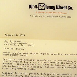Disney World Bernadette Mckinney letter 1974 Vintage Ephemera